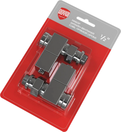 Вентили Royal Thermo Cube 1/2" М30х1,5 прямые, комплект, хром