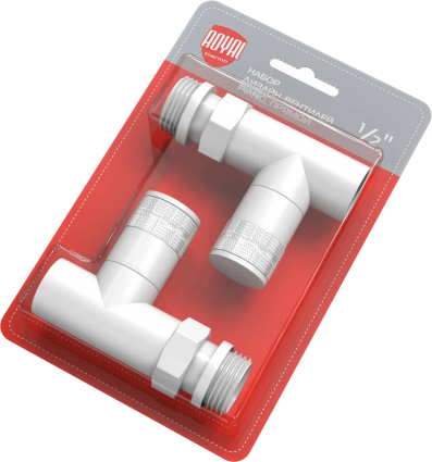 Вентили Royal Thermo Piano 1/2" М30х1,5 прямые, комплект, белый