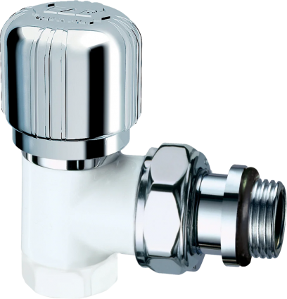 Вентиль FAR LadyFAR FL 0119 12P 1/2" ВР, термостатический, угловой, уплотнение epdm, серебро, белая эмаль