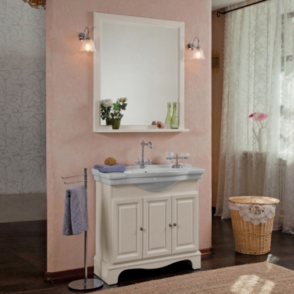 Мебель для ванной La Beaute Classic Michel 90 слоновая кость матовый, фурнитура серебро, напольная, с доводчиками
