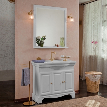 Мебель для ванной La Beaute Classic Michel 100 белый матовый, фурнитура золото, напольная, с доводчиками