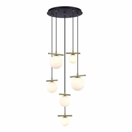 Подвесная люстра iLamp Golden 2134-6D BR+MBK в современном стиле, цвет белый