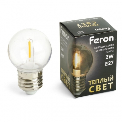Лампа светодиодная Feron E27 2W 2700K прозрачная LB-383 48931 цвет прозрачный