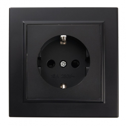 Розетка 2P+PE Stekker Эрна со шторками черный PST16-9010-03 39479 в современном стиле, цвет черный