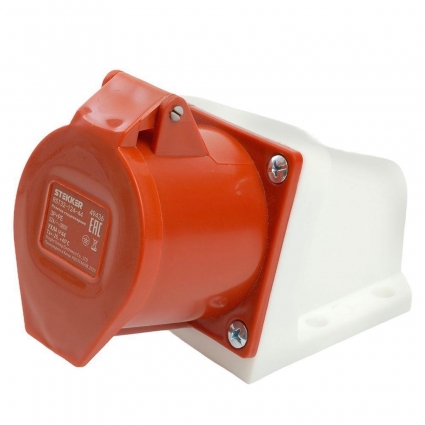 Розетка 3P+PE Stekker с крышкой красный RST32-124-44 49436, в современном стиле, цвет красный