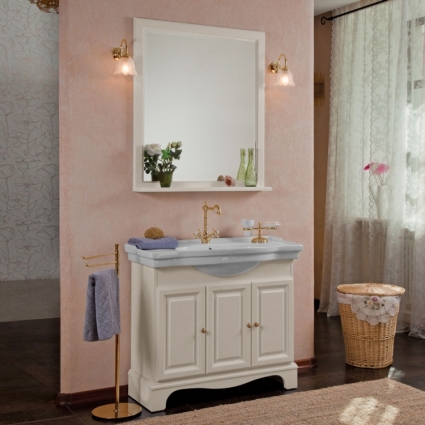 Мебель для ванной La Beaute Classic Michel 100 слоновая кость матовый, фурнитура золото, напольная, с доводчиками