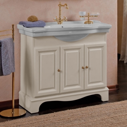 Тумба для комплекта La Beaute Classic Michel 100 слоновая кость матовый, фурнитура золото, напольная, с дверками