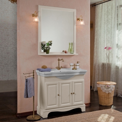 Мебель для ванной La Beaute Classic Michel 100 слоновая кость матовый, фурнитура бронза, напольная, с доводчиками