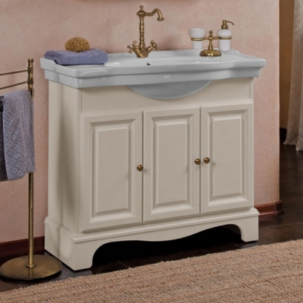 Тумба для комплекта La Beaute Classic Michel 100 слоновая кость матовый, фурнитура бронза, напольная, с дверками