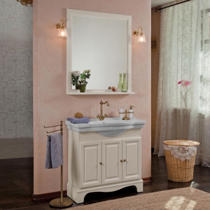 Мебель для ванной La Beaute Classic Michel 90 слоновая кость матовый, фурнитура бронза, напольная, с доводчиками