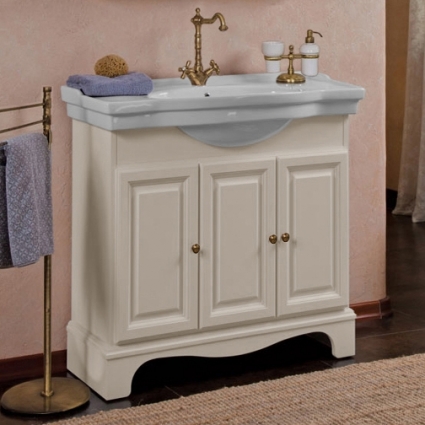 Тумба для комплекта La Beaute Classic Michel 90 слоновая кость матовый, фурнитура бронза, напольная, с дверками
