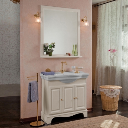 Мебель для ванной La Beaute Classic Michel 90 слоновая кость матовый, фурнитура золото, напольная, с доводчиками