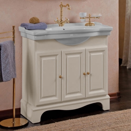 Тумба для комплекта La Beaute Classic Michel 90 слоновая кость матовый, фурнитура золото, напольная, с дверками