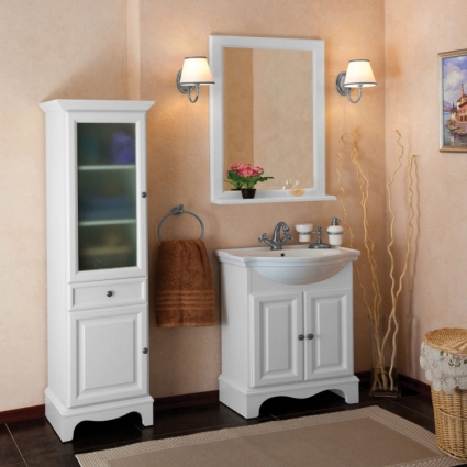 Мебель для ванной La Beaute Classic Michel 70 белый матовый, фурнитура серебро, напольная, с доводчиками