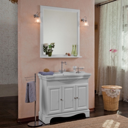 Мебель для ванной La Beaute Classic Michel 100 белый матовый, фурнитура серебро, напольная, с доводчиками