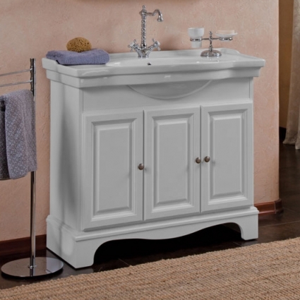 Тумба для комплекта La Beaute Classic Michel 100 белый матовый, фурнитура серебро, напольная, с дверками