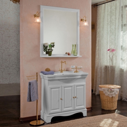 Мебель для ванной La Beaute Classic Michel 90 белый матовый, фурнитура золото, напольная, с доводчиками