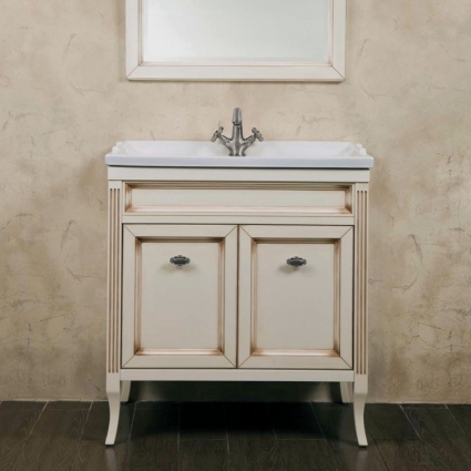Тумба для комплекта La Beaute Classic Vivien Porta 80 слоновая кость с патиной, фурнитура серебро, напольная, с дверками