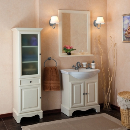 Мебель для ванной La Beaute Classic Michel 70 слоновая кость матовый, фурнитура серебро, напольная, с доводчиками
