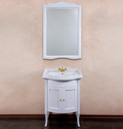 Мебель для ванной La Beaute Classic Lorette 65 белый матовый, фурнитура золото, напольная, с дверками
