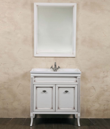Мебель для ванной La Beaute Classic Vivien Porta 80 белый с патиной, фурнитура серебро, напольная, с дверками