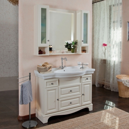 Мебель для ванной La Beaute Classic Michel 120 слоновая кость матовый, фурнитура серебро, напольная, с доводчиками