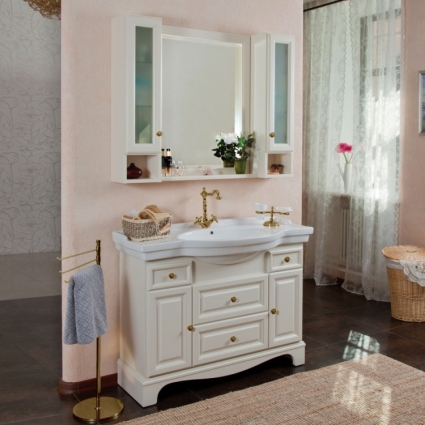Мебель для ванной La Beaute Classic Michel 120 слоновая кость матовый, фурнитура бронза, напольная, с доводчиками