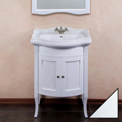 Тумба с раковиной La Beaute Classic Lorette 65 белый глянец, фурнитура серебро, напольная, с дверками