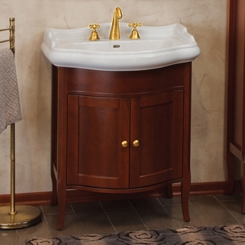Тумба с раковиной La Beaute Classic Lorette 70 орех матовый, фурнитура золото, напольная, с дверками