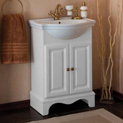 Тумба с раковиной La Beaute Classic Michel 60 белый матовый, фурнитура бронза, напольная, с дверками