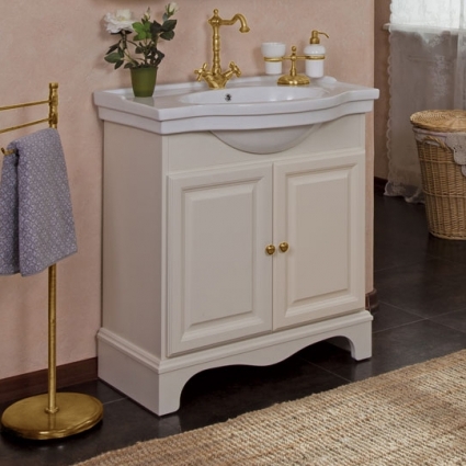 Тумба для комплекта La Beaute Classic Michel 80 слоновая кость матовый, фурнитура золото, напольная, с дверками