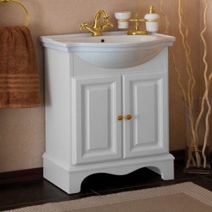 Тумба с раковиной La Beaute Classic Michel 70 белый матовый, фурнитура золото, напольная, с дверками