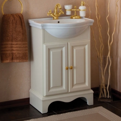 Тумба с раковиной La Beaute Classic Michel 60 слоновая кость матовый, фурнитура золото, напольная, с дверками