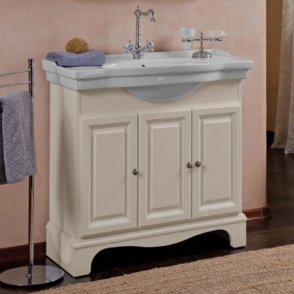 Тумба с раковиной La Beaute Classic Michel 90 слоновая кость матовый, фурнитура серебро, напольная, с дверками