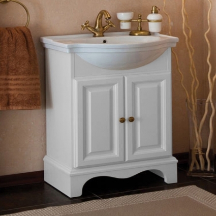 Тумба с раковиной La Beaute Classic Michel 70 белый матовый, фурнитура бронза, напольная, с дверками