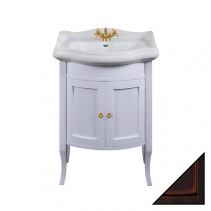 Тумба для комплекта La Beaute Classic Lorette 65 темное дерево глянец, фурнитура золото, напольная, с дверками