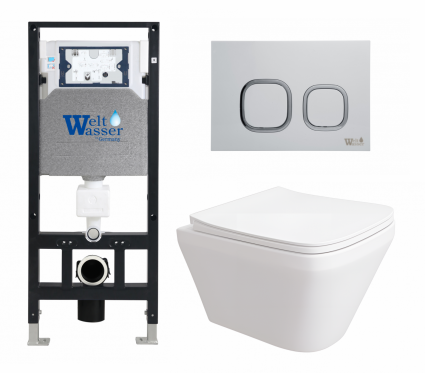 Комплект 3 в 1 инсталляция WeltWasser WW Amberg 506 10000005662 + Унитаз подвесной Enio Vicino EN9170544 + кнопка белая
