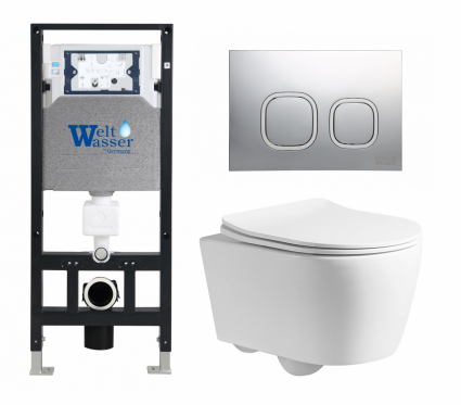 Комплект 3 в 1 инсталляция WeltWasser WW Amberg 506 10000005662 + Унитаз подвесной CeruttiSpa Sella PP 9738 + кнопка хром