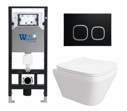 Комплект 3 в 1 инсталляция WeltWasser WW Amberg 506 10000005662 + Унитаз подвесной Enio Vicino EN9170544 + кнопка черная матовая