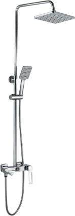 Душевая стойка Haiba HB24817 хром цвет сталь, штанга 123.8 см, шланг металлический 150 см