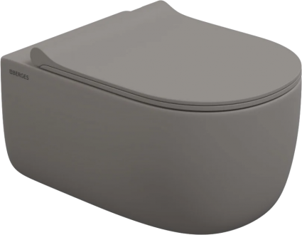 Унитаз подвесной Berges Wasserhaus Ego XL Rimless 083216, с микролифтом, матовый серый, 36x54 см