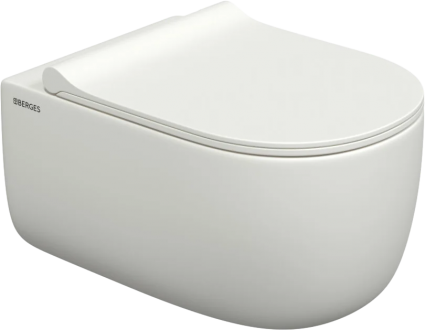 Унитаз подвесной Berges Wasserhaus Ego XL Rimless 082228, с микролифтом, матовый белый, 36x54 см