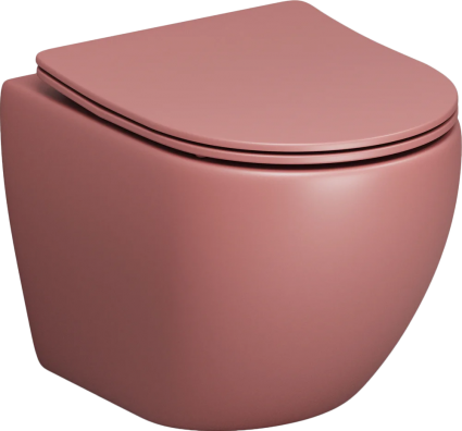 Унитаз подвесной Grossman Color GR-4455PIMS безободковый, с микролифтом, розовый матовый, 36.5x49.5 см