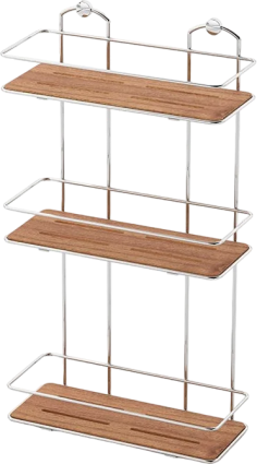 Полка Tekno-tel BK BK077P 3 яруса, хром, светлое дерево, подвесная