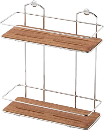Полка Tekno-tel BK BK076P 2 яруса, хром, светлое дерево, подвесная