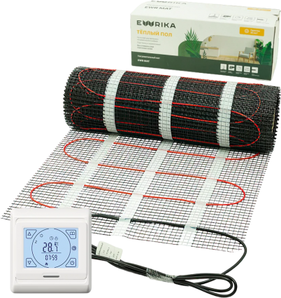 Комплект теплого пола EWRIKA MAT EWR 150-3 с терморегулятором ТЕП91Б белым, сенсорным, мощность 450 Вт, двужильный