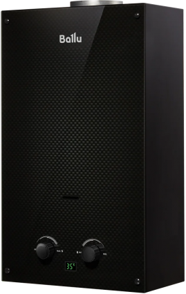 Проточный водонагреватель Ballu Fiery Glass GWH 10 Carbon газовый 20 кВт, медный теплообменник, черный