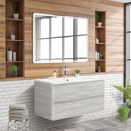 Мебель для ванной BelBagno Albano-Cer 105 подвесная, rovere vintage bianco, матовая, с ящиками
