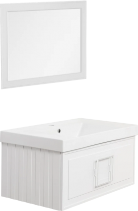Мебель для ванной La Fenice Cubo 80 белая, ручка белая, подвесная, матовая