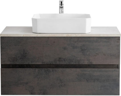 Тумба с раковиной Cezares Molveno 46 100 ossido, со столешницей marmo crema opaco, подвесная, матовая